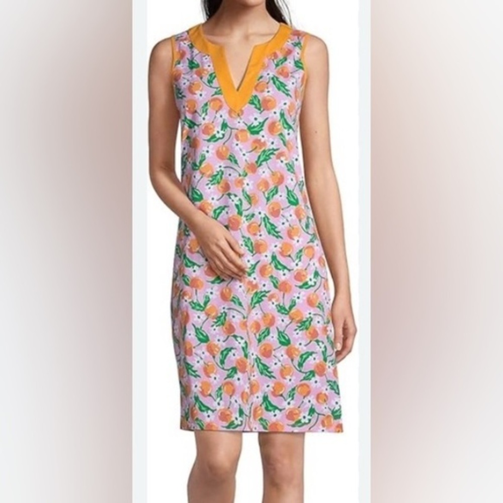 Draper James X Land’s End Women’s Peach Multi Swim Cover Dress EUC S #1993
